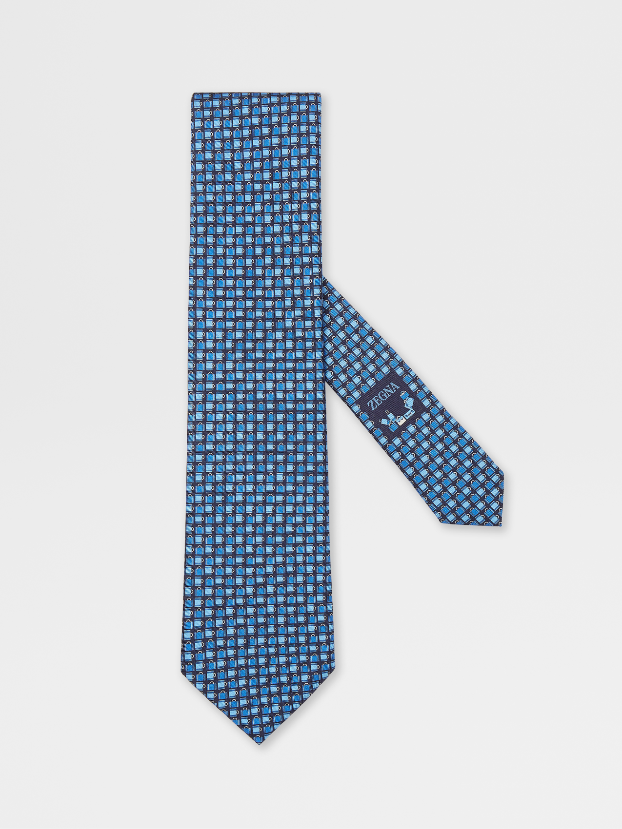Dark Blue Quadri Colorati Silk Tie